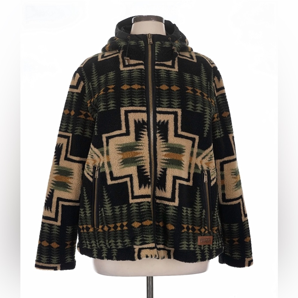 PENDLETON WOMEN'S HARDING HOODED FLEECE JACKET COAT XL